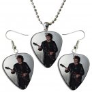 Black Sabbath Ozzy Guitar Pick Plectrum Playable Earrings & Necklace Set Licensed Live Performance A