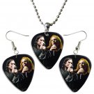 Black Sabbath Ozzy Guitar Pick Plectrum Playable Earrings & Necklace Set Licensed Live Performance B