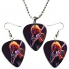 Black Sabbath Ozzy Guitar Pick Plectrum Playable Earrings & Necklace Set Licensed Live Performance C