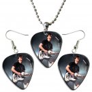Blink 182 Guitar Pick Plectrum Playable Earrings & Necklace Set Licensed Live Performance A