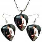 Blink 182 Guitar Pick Plectrum Playable Earrings & Necklace Set Licensed Live Performance C