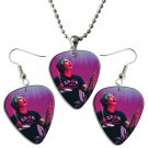Blondie Guitar Pick Plectrum Playable Earrings & Necklace Set Licensed Live Performance A