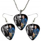 Bruce Springsteen Guitar Pick Plectrum Playable Earrings & Necklace Set Licensed Live Performance B