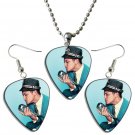 Bruno Mars Guitar Pick Plectrum Playable Earrings & Necklace Set Licensed Live Performance B