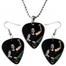 Bullet For My Valentine Guitar Pick Plectrum Playable Earrings & Necklace Set Licensed Live Performa