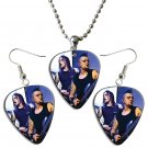 Bullet For My Valentine Guitar Pick Plectrum Playable Earrings & Necklace Set Licensed Live Performa