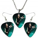 Bullet For My Valentine Guitar Pick Plectrum Playable Earrings & Necklace Set Licensed Live Performa