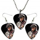 Carlos Santana Guitar Pick Plectrum Playable Earrings & Necklace Set Licensed Live Performance B