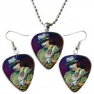 Carlos Santana Guitar Pick Plectrum Playable Earrings & Necklace Set Licensed Live Performance C