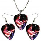 Clint Black Guitar Pick Plectrum Playable Earrings & Necklace Set Licensed Live Performance A