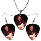 Clint Black Guitar Pick Plectrum Playable Earrings & Necklace Set Licensed Live Performance B