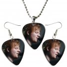Ed Sheeran Guitar Pick Plectrum Playable Earrings & Necklace Set Licensed Live Performance A