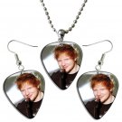 Ed Sheeran Guitar Pick Plectrum Playable Earrings & Necklace Set Licensed Live Performance B