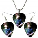 Fall Out Boy Guitar Pick Plectrum Playable Earrings & Necklace Set Licensed Live Performance A