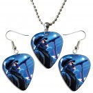 Fall Out Boy Guitar Pick Plectrum Playable Earrings & Necklace Set Licensed Live Performance B