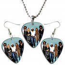 Fleetwood Mac Guitar Pick Plectrum Playable Earrings & Necklace Set Licensed Live Performance B