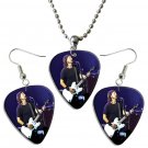 Foo Fighters Dave Grohl Guitar Pick Plectrum Playable Earrings & Necklace Set Licensed Live Performa