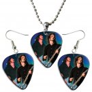 Foo Fighters Dave Grohl Guitar Pick Plectrum Playable Earrings & Necklace Set Licensed Live Performa