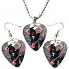 Foo Fighters Dave Grohl Guitar Pick Plectrum Playable Earrings & Necklace Set Licensed Live Performa