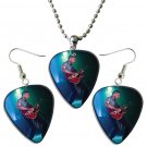 Fun Guitar Pick Plectrum Playable Earrings & Necklace Set Licensed Live Performance A