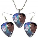 Fun Guitar Pick Plectrum Playable Earrings & Necklace Set Licensed Live Performance B
