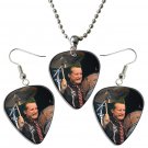 Green Day Guitar Pick Plectrum Playable Earrings & Necklace Set Licensed Live Performance C