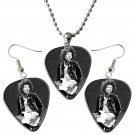 Jimi Hendrix Guitar Pick Plectrum Playable Earrings & Necklace Set Licensed Live Performance C