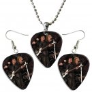 Jon Bon Jovi Guitar Pick Plectrum Playable Earrings & Necklace Set Licensed Live Performance A