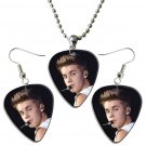Justin Bieber Guitar Pick Plectrum Playable Earrings & Necklace Set Licensed Live Performance C