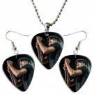 Kid Rock Guitar Pick Plectrum Playable Earrings & Necklace Set Licensed Live Performance B