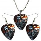 Kiss Gene Simmons Guitar Pick Plectrum Playable Earrings & Necklace Set Licensed Live Performance B