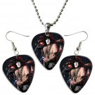 Kiss Gene Simmons Guitar Pick Plectrum Playable Earrings & Necklace Set Licensed Live Performance C
