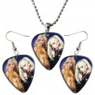 Lady Gaga Guitar Pick Plectrum Playable Earrings & Necklace Set Licensed Live Performance B