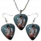 Linkin Park Guitar Pick Plectrum Playable Earrings & Necklace Set Licensed Live Performance A