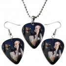 Linkin Park Guitar Pick Plectrum Playable Earrings & Necklace Set Licensed Live Performance B