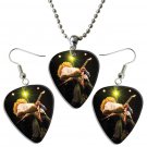Megadeth Dave Mustaine Guitar Pick Plectrum Playable Earrings & Necklace Set Licensed Live Performan