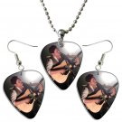 Mumford & Sons Marcus Mumford Guitar Pick Plectrum Playable Earrings & Necklace Set Licensed Live Pe