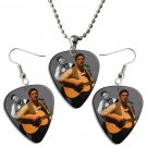 Mumford & Sons Marcus Mumford Guitar Pick Plectrum Playable Earrings & Necklace Set Licensed Live Pe
