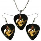 Mumford & Sons Marcus Mumford Guitar Pick Plectrum Playable Earrings & Necklace Set Licensed Live Pe