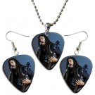 Metallica Guitar Pick Plectrum Playable Earrings & Necklace Set Licensed Live Performance A