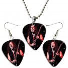 Metallica Guitar Pick Plectrum Playable Earrings & Necklace Set Licensed Live Performance C