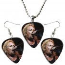 Motley Crue Guitar Pick Plectrum Playable Earrings & Necklace Set Licensed Live Performance B