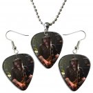Motorhead Lemmy Guitar Pick Plectrum Playable Earrings & Necklace Set Licensed Live Performance A
