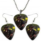 Motorhead Lemmy Guitar Pick Plectrum Playable Earrings & Necklace Set Licensed Live Performance B