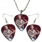 Neil Young Guitar Pick Plectrum Playable Earrings & Necklace Set Licensed Live Performance A