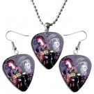 Never Shout Never Chris Drew Guitar Pick Plectrum Playable Earrings & Necklace Set Licensed Live Per