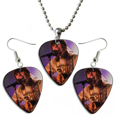 Never Shout Never Chris Drew Guitar Pick Plectrum Playable Earrings & Necklace Set Licensed Live Per