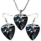 Nickelback Chad Kroeger Guitar Pick Plectrum Playable Earrings & Necklace Set Licensed Live Performa