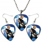 Nickelback Chad Kroeger Guitar Pick Plectrum Playable Earrings & Necklace Set Licensed Live Performa