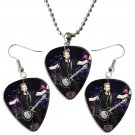 Nickelback Chad Kroeger Guitar Pick Plectrum Playable Earrings & Necklace Set Licensed Live Performa